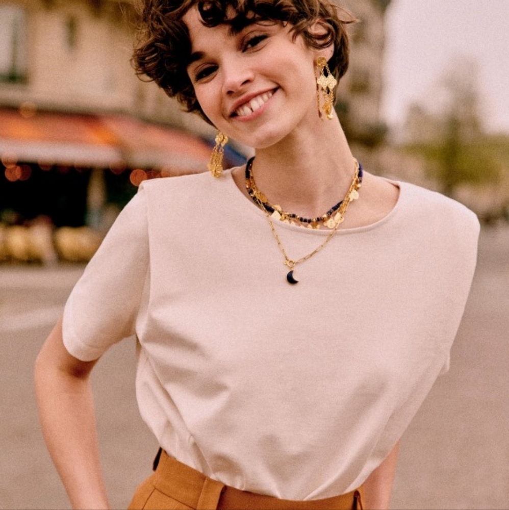 NWT Sezane Paxton T-shirt Ecru - Size XXL